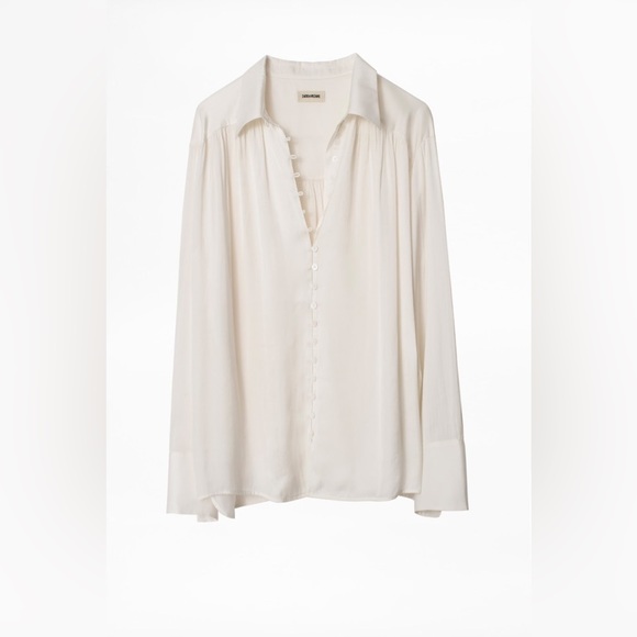 NWT Zadig & Voltaire Trent Button-front White Satin Shirt - Picture 8 of 10